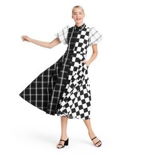 Christopher John Rogers for Target Mixed Checkerboard Puff Sleeve Shirtdress